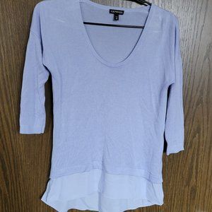 Express Lavender Scoop Neck Ruffle Hem Tunic Sweater Size XS